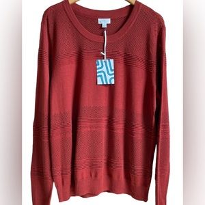 MARKET & SPRUCE Rowan Textured Cotton Blend Sweater in Copper Size XL